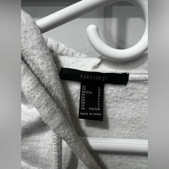 Gray Cropped Hoodie with Black Lettering - Picture 3 of 5